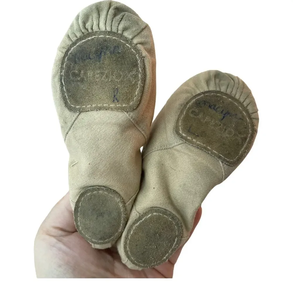 Tan Ballet shoes cloth and elastic size 8.5